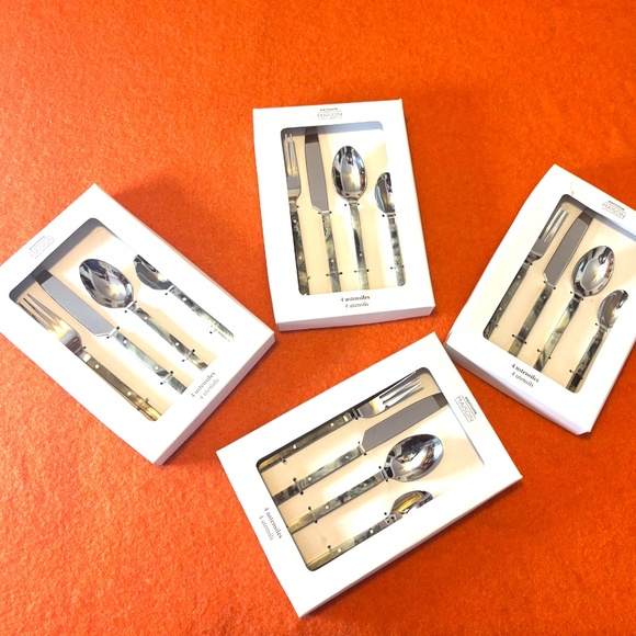 Lot of 4 (four) sets of faux-marble utensils 4 pieces each (16 pieces in total) - Picture 1 of 8